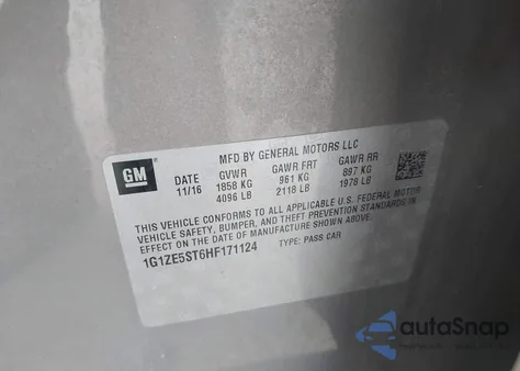 2017 Chevrolet Malibu 1Lt from USA, damaged, VIN 1G1ZE5ST6HF171124